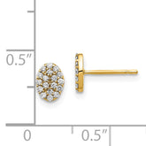 14k Diamond Cluster Oval Earrings